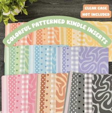 Colorful Patterned E-Reader Insert for Clear Case Covers - Fun, Decorative