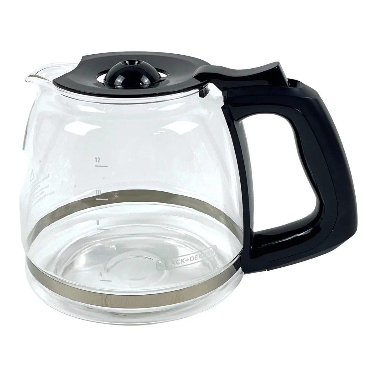 Black Decker Coffee Pot 12 Cup Replacement Glass Carafe Black Lid Handle  GOOD