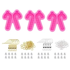 103Pcs Earring Resin Molds Kit, 3Pcs Christmas Cane Shape Silicone Molds for ...