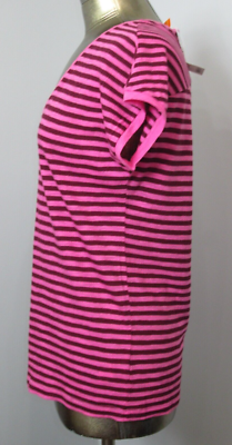 NWT Joe Fresh Pink Striped Shirt Womens Size S Chest 38 V-Neck