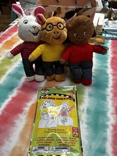 PBS Arthur Set of 3 Arthur Plush Doll Stuffed Toys And Activity Kit Brand New