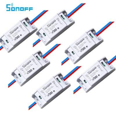 6pcs Sonoff WiFi Wireless Smart Switch Module ABS Shell Socket for DIY Home US