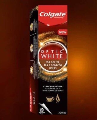 6X Colgate Optic White For Coffee, Tea & Tobacco Users Toothpaste, 75ml