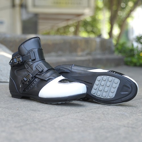 Mens Racing Boots Outdoor Road Motorcross Riding Shoes Motorcycle Sneakers Black - Picture 8 of 14