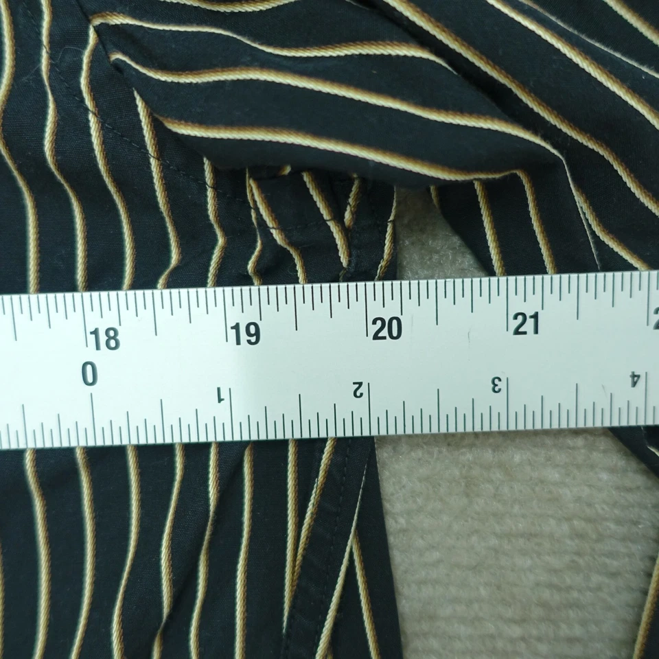 Camisa de Vestir J Ferrar Abotonada Manga Larga Hombre 15 32/33 Negro Marrón Rayas Foto 4 de 4