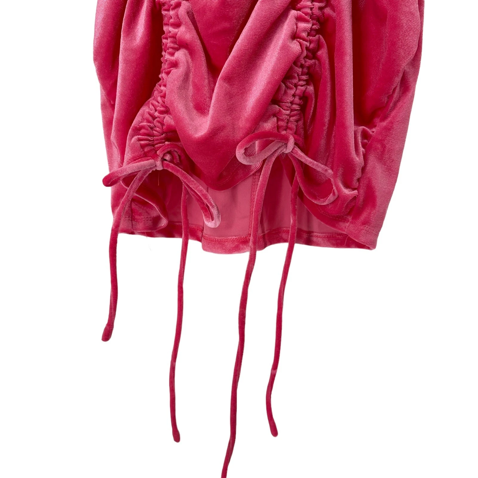 Mini Abito Velluto Rosa Favola Selvaggia Manica Lunga Taglia M Scrunch San Valentino NUOVO