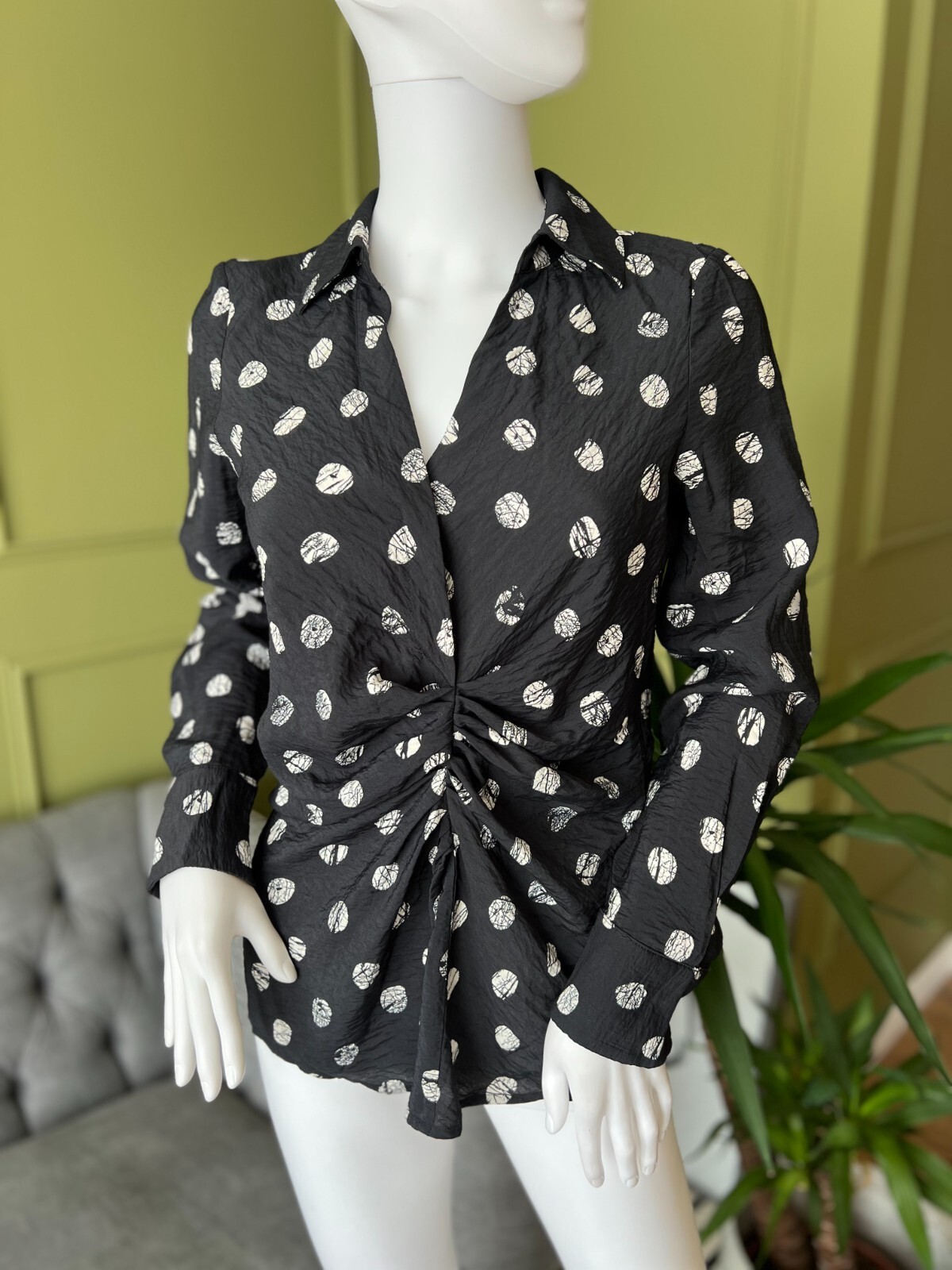 Mint Velvet  Shirt blouse UK 8 Eve Black Polka Dot