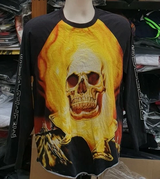 SS19 Supreme Ghost Rider Raglan L/S Haut Noir T SHIRT S Petit T Shirt Marvel