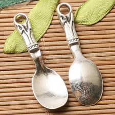 32pcs 41 12mm dark silver color dinner spoon design charms EF2824