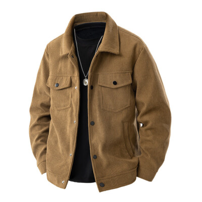 New Corduroy Work Lapel Jacket Spring Men's Youth Casual Trendy Jacket Overcoats