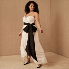 Anthropologie BHLDN 16 Lorne wedding gown ivory silk tulip strapless full length