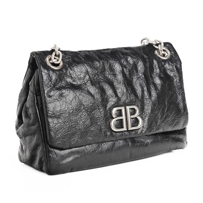 Balenciaga Mini Monaco Leather Shoulder Bag Black | eBay