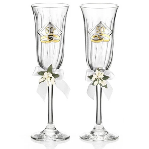 Valenti Calice Cristallo Argento Nozze D'Oro 50° Anniversaire Mariage - Photo 1/1