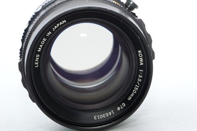 Kowa Super 66 150mm f3.5 lens. Box. Case. Caps. Recen CLA'd. Kowa