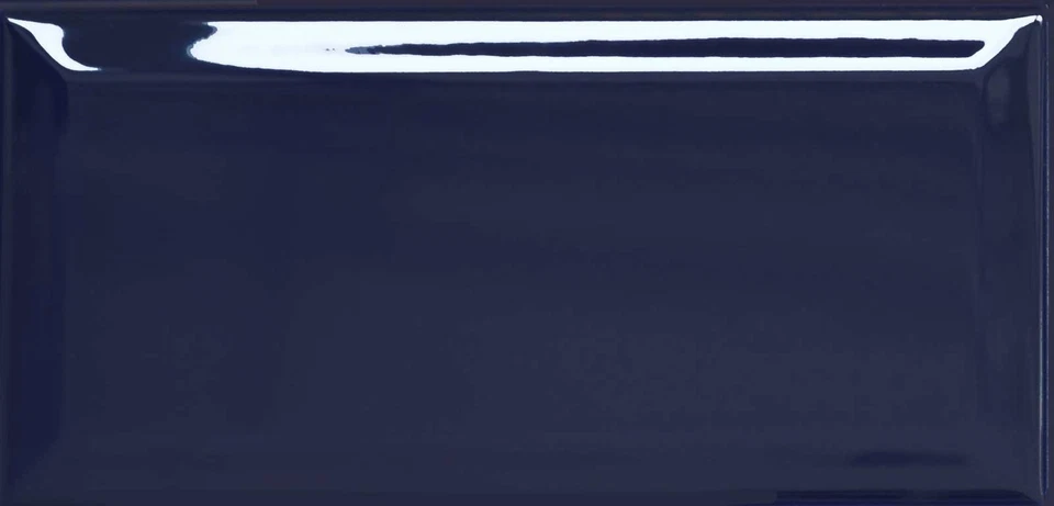 Glossy Navy Blue Ceramic Brick Subway Metro Tile With Bevelled Edge 10x20cm Box - Image 3 of 4