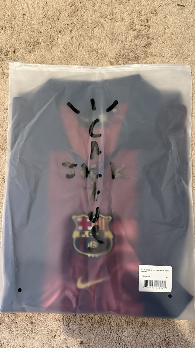 CJ X NIKE X FC BARCELONA RETRO 2000/01 HOME SKELETON JERSEY Size