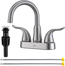 KPW Bathroom Sink Faucet 2 or 3 Hole Brushed Nickel Centerset 4 Inch Bathroom Si
