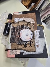 Beautiful Upcycled Moon Tarot Card Junk Journal Scrapbook or Smash Book