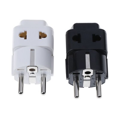 1 to 2 Splitter Germany France 5mm plug to universal UK/US/EU/AU 2/ 3 pin socke!