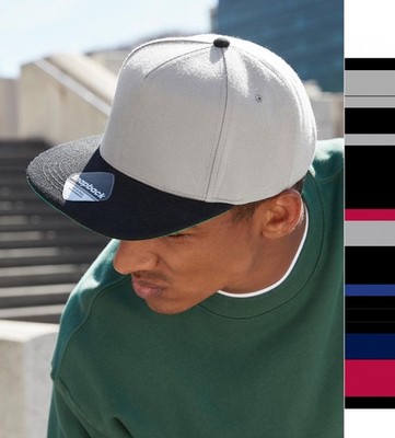 2er Pack Original Flat Peak Snapback Cap Flacher Beechfield 6-fach gesteppter Sc