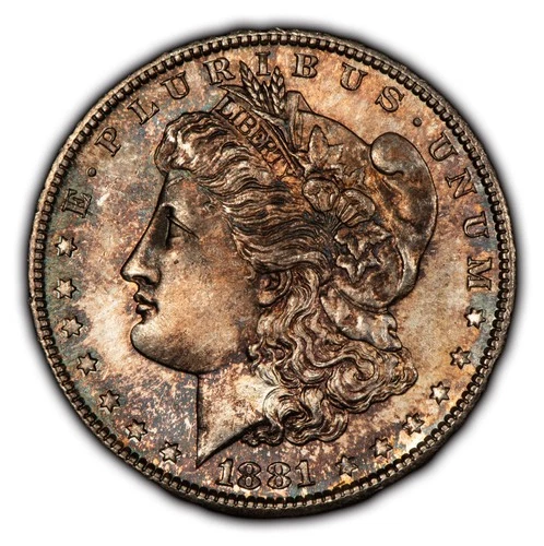 1881-S $1 Morgan Dollar - PL - PQ Intricate Rainbow Toning - BU - VIDEO - D3908