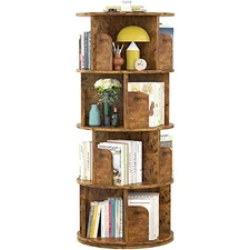  Rotating Bookshelf, Small Corner Bookshelf for Small Space, 360 Display 4 