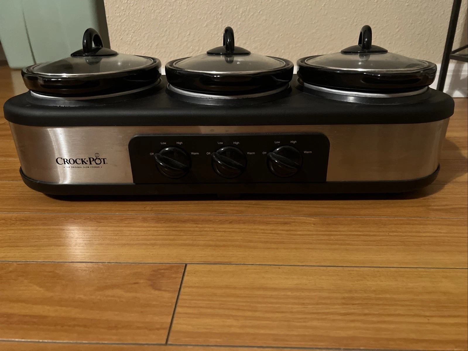 Genuine Crock Pot Triple Trio Slow Cooker SCLBC300-BWS 1.5 qt Tested Super Clean