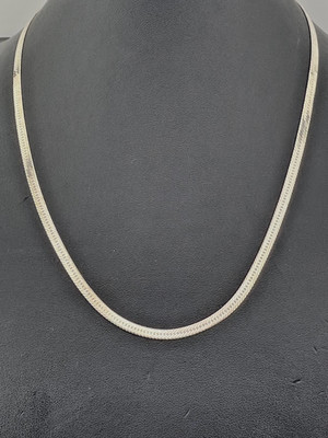 IBB ITALY 925 STERLING SILVER 3.5MM HERRINGBONE CHAIN NECKLACE 18'' CLASSIC 3605