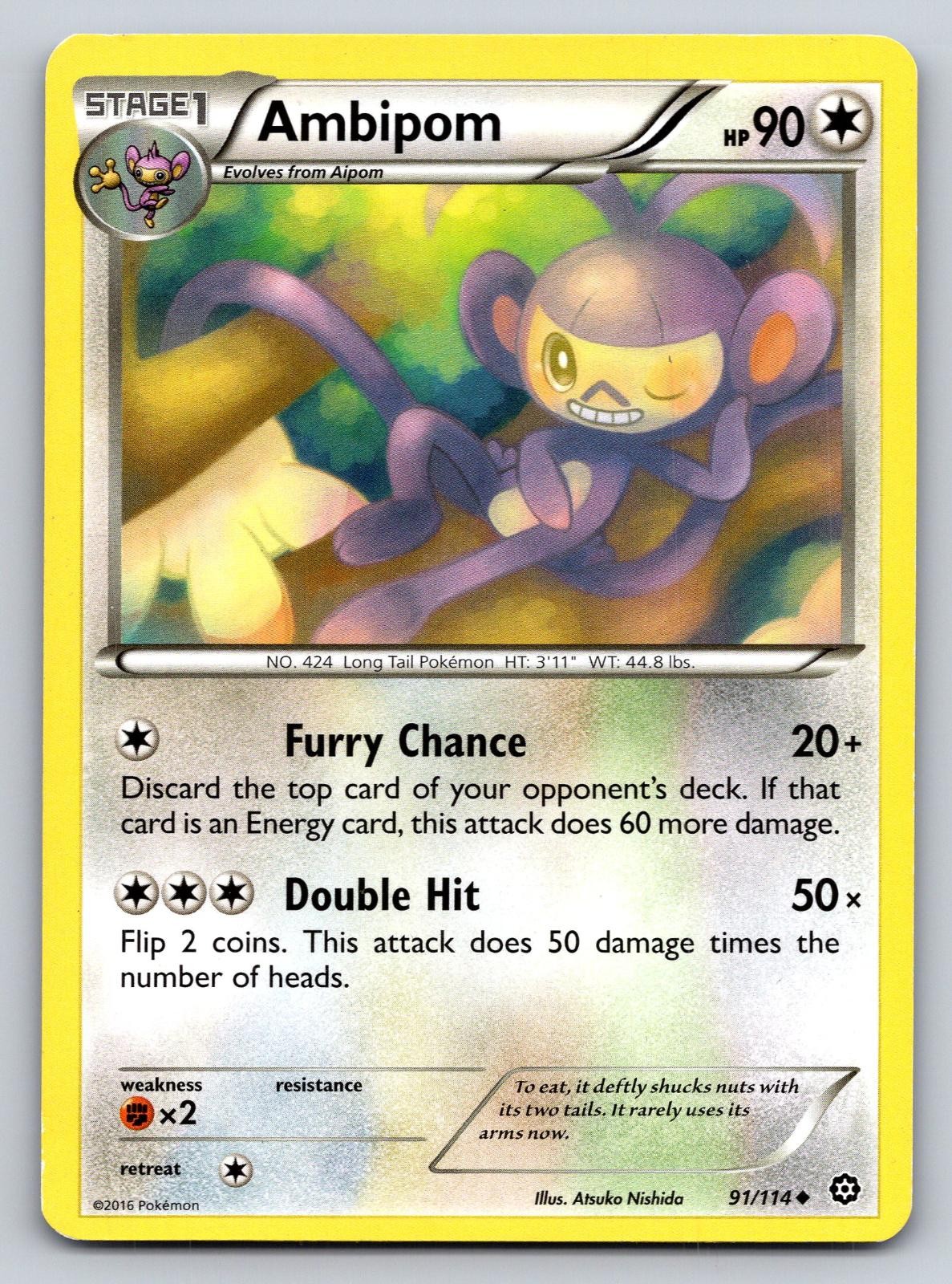 Ambipom 91/114 Uncommon Steam Siege Pokemon Lightly Played
