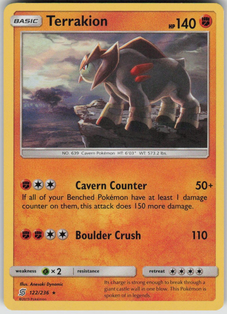 Pokemon Terrakion Holo Rare SM - Unified Minds 122/236 NM