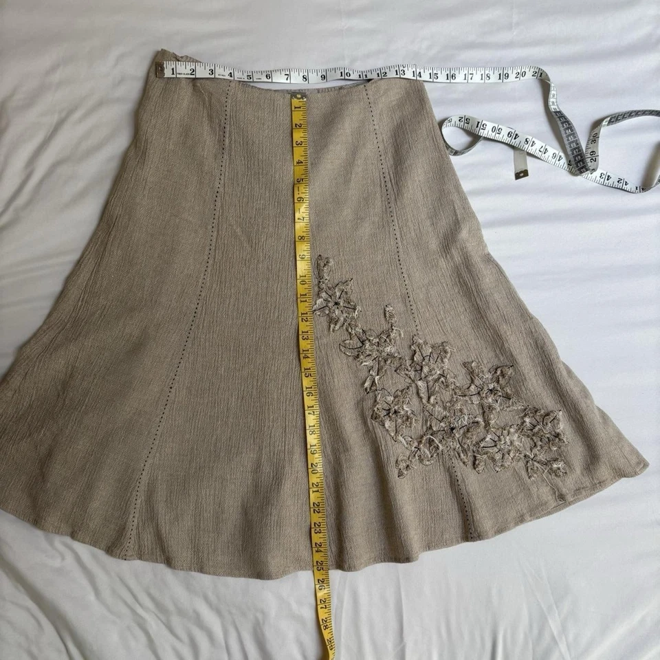 Cream Tan Low Rise Midi Skirt Vintage Y2K Coldwater Creek Size XS Cottagecore - Image 4 of 4