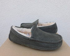 UGG ASCOT CHARCOAL SUEDE/ SHEEPWOOL SLIPPERS, MEN US 9/ EUR 42 RUN SMALL NEW