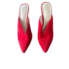 RAYE Jasper Mule Red Pointed Toe Suede Leather High Heel Slides Shoes