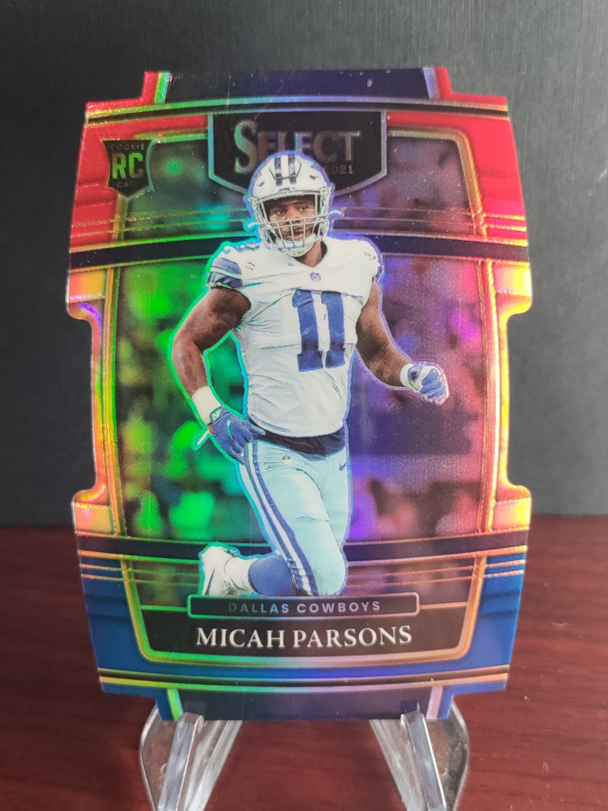 Micah Parsons 2021 Panini Select Red and Blue Prizm Die Cut #85 Rookie RC