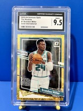 2023-24 Donruss Optic The Rookies Brandon Miller Gold Int’l 10/10 CGC 9.5