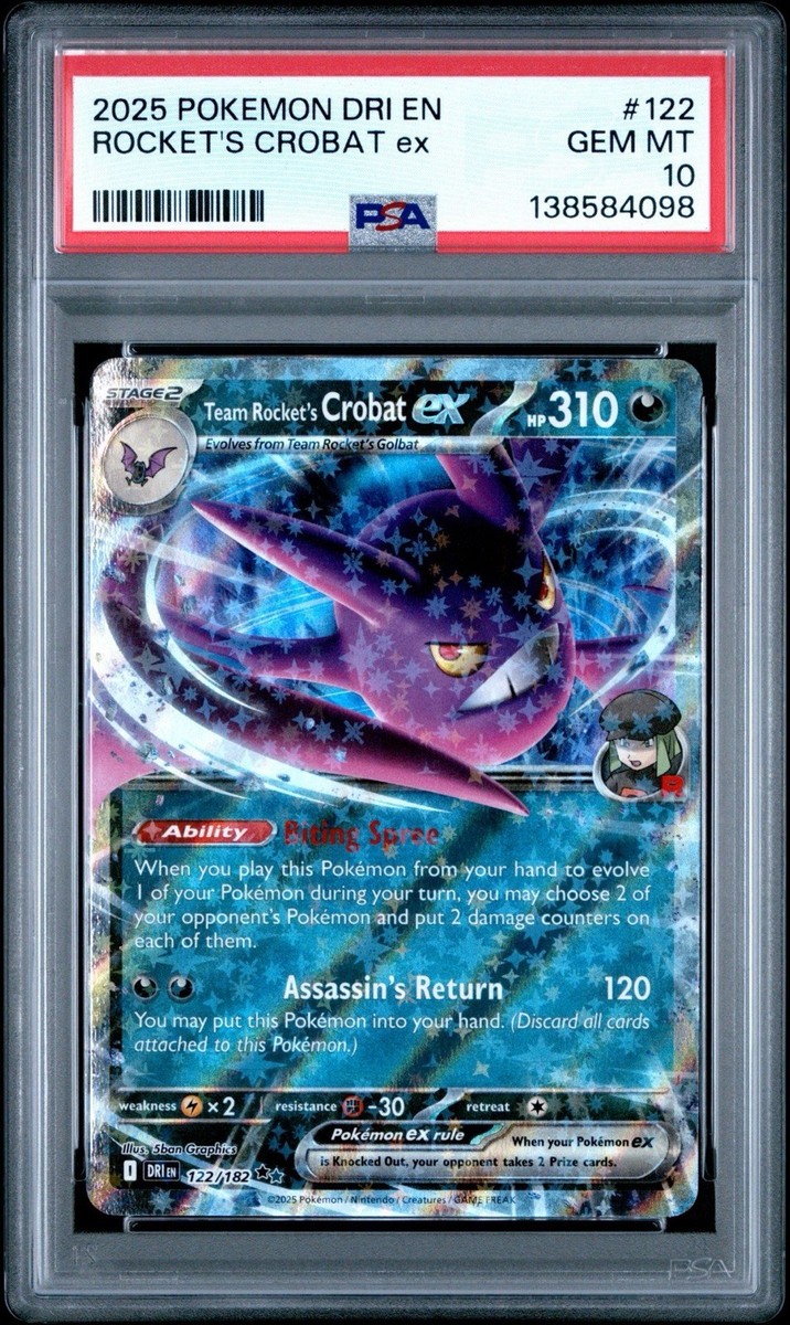 ボケモンカード 2025 Pokémon Destined Rivals #122 Rocket's Crobat EX PSA 10 Gem