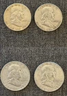 (4X) 90% Silver Franklin Half Dollar Average Circulated - 1954,1954, 1950 & 1961