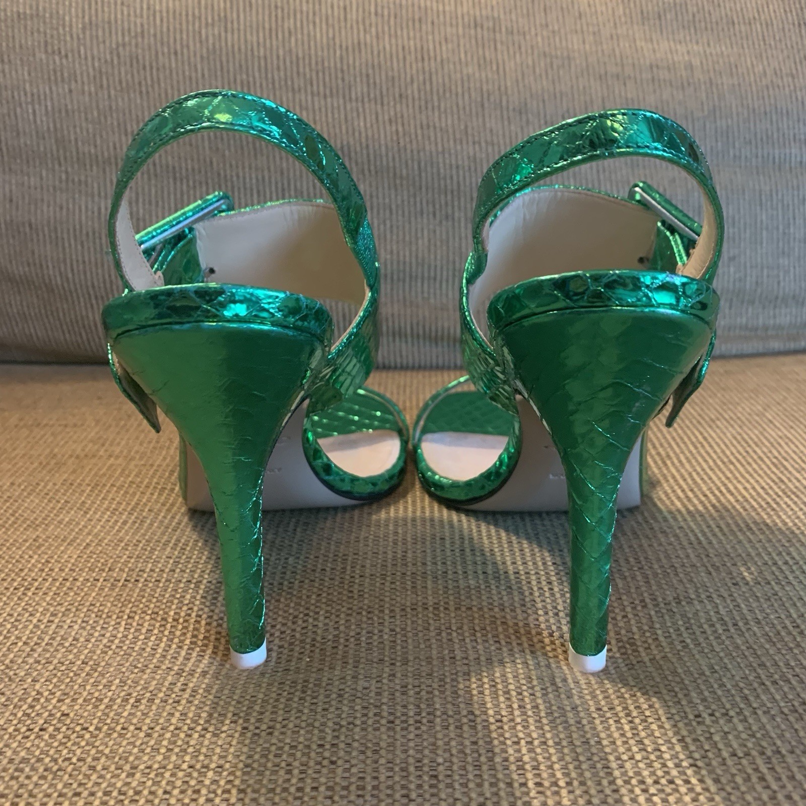 THE ATTICO Mariah Metallic Python Embossed Green … - image 6