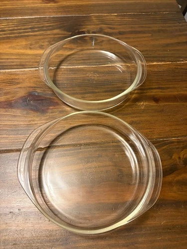 TWO Vintage Pyrex #221 Clear Glass Casserole Dish - Excellent!