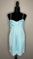 Kate Spade Big Bow Aqua Nighty Slip Dress Chemise Nightgown Size M Blue Sleep