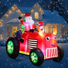 7ft Santa Clause Christmas Reindeer Tractor Inflatable