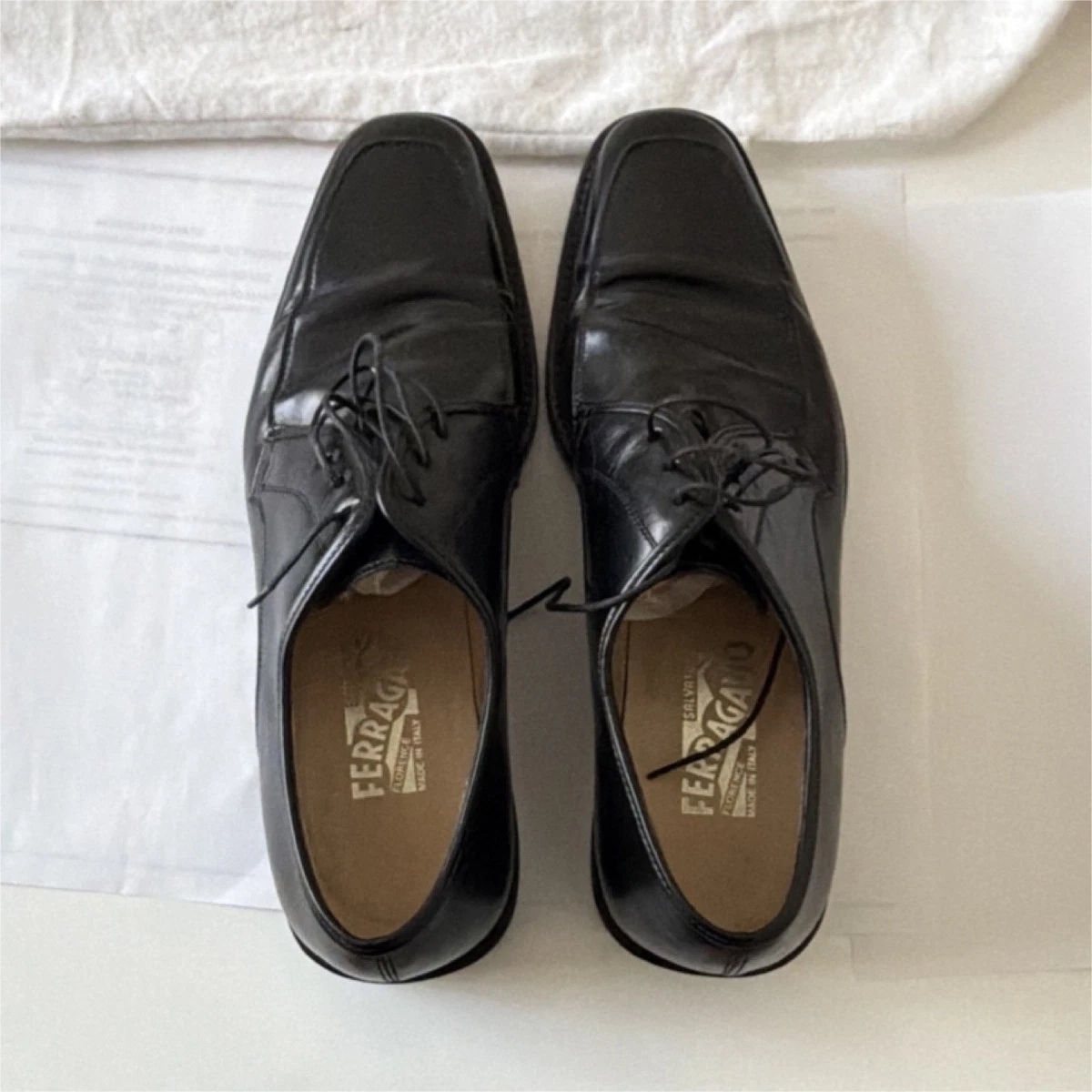 Salvatore Ferragamo Leather Upper Black Dress Shoes for Men 