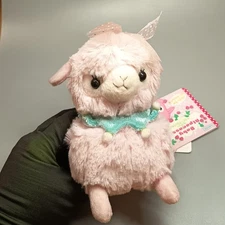 Amuse Alpaca Light Pink BABY ALPACASSO w Bow 5.5" Soft Plush Stuffed Toy