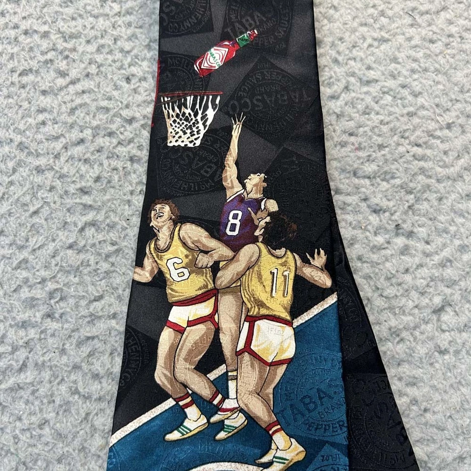 Corbata de seda con cuello Tabasco para hombre salsa de pimienta baloncesto hecha en EE. UU. NUEVA CON ETIQUETAS Foto 2 de 4