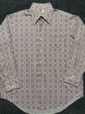 Vtg 70s Montgomery Ward Shirt Men  s Hippy Disco Geometric Long Sleeve XL