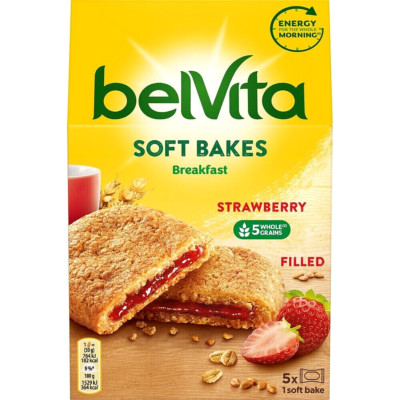 BELVITA BREAKFAST BISCUITS STRAWBERRY FILLED SOFT BAKE HEALTHY FAST 250G 8.8oz.