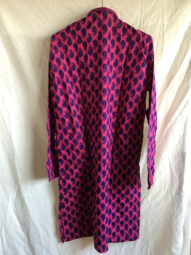Pink Paisley Cotton Kurta Men Women Casual Ethnic collar L 44" chest - Picture 9 of 12