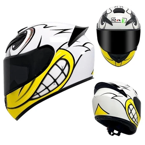 Motorradhelm Stylische Motive Integral Motocross Helm Angry Teeth ®KEMIMOTO DOT - Bild 12 von 17