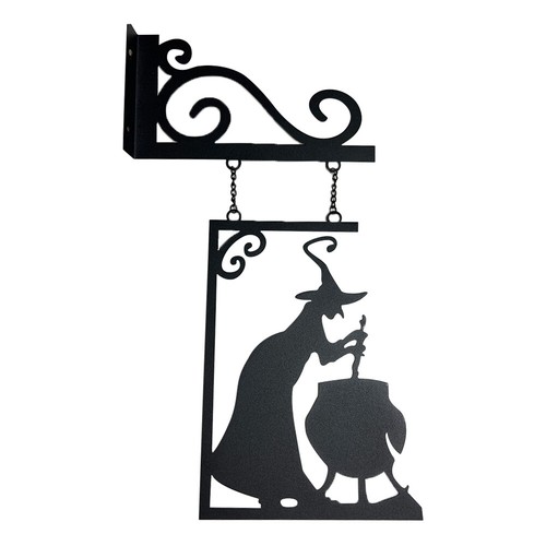 Holiday Decor Black Witch Sign Metal Witch Wall Silhouette for Garden Patio Door - Picture 12 of 14