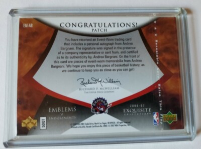 2006-07 UD Exquisite Andrea Bargnani Rookie Autograph / Patch #10 